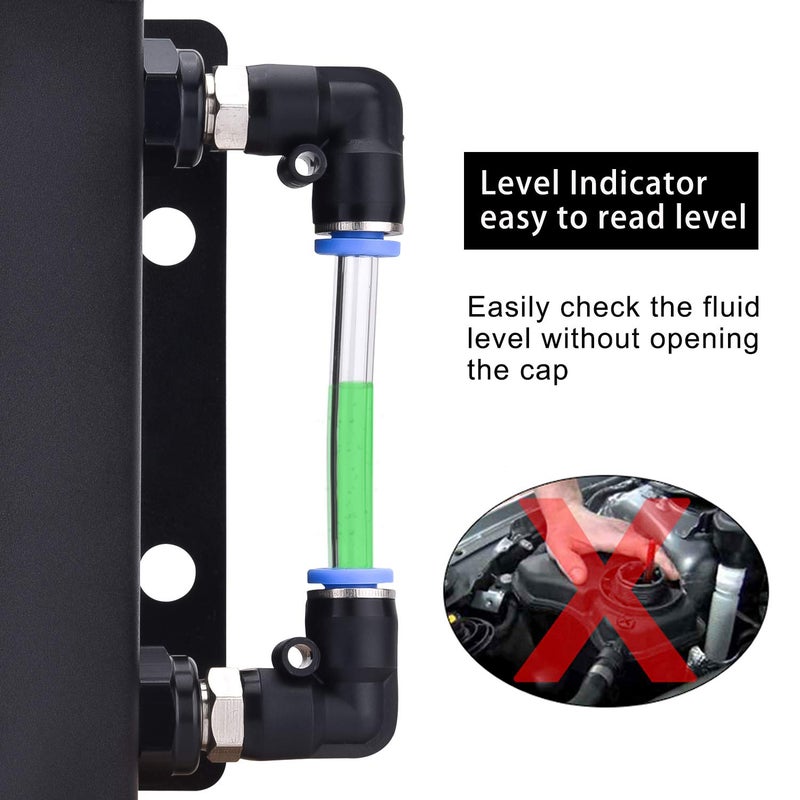 SPEEDWOW Coolant Overflow Tank, Aluminum Radiator Overflow Tank with Teflon Tape & O-ring Gasket, 1 L Universal Reservoir Expansion Tank (BLACK) - Image 4